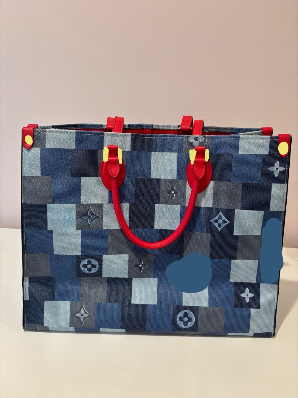 Canvas Tote with Red Handles